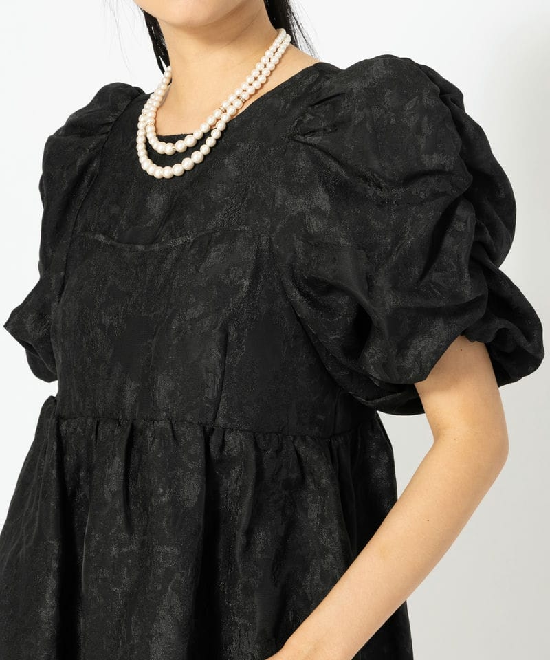 ANDRESD アンドレスド バブルスリーブジャガードドレス ブラック系