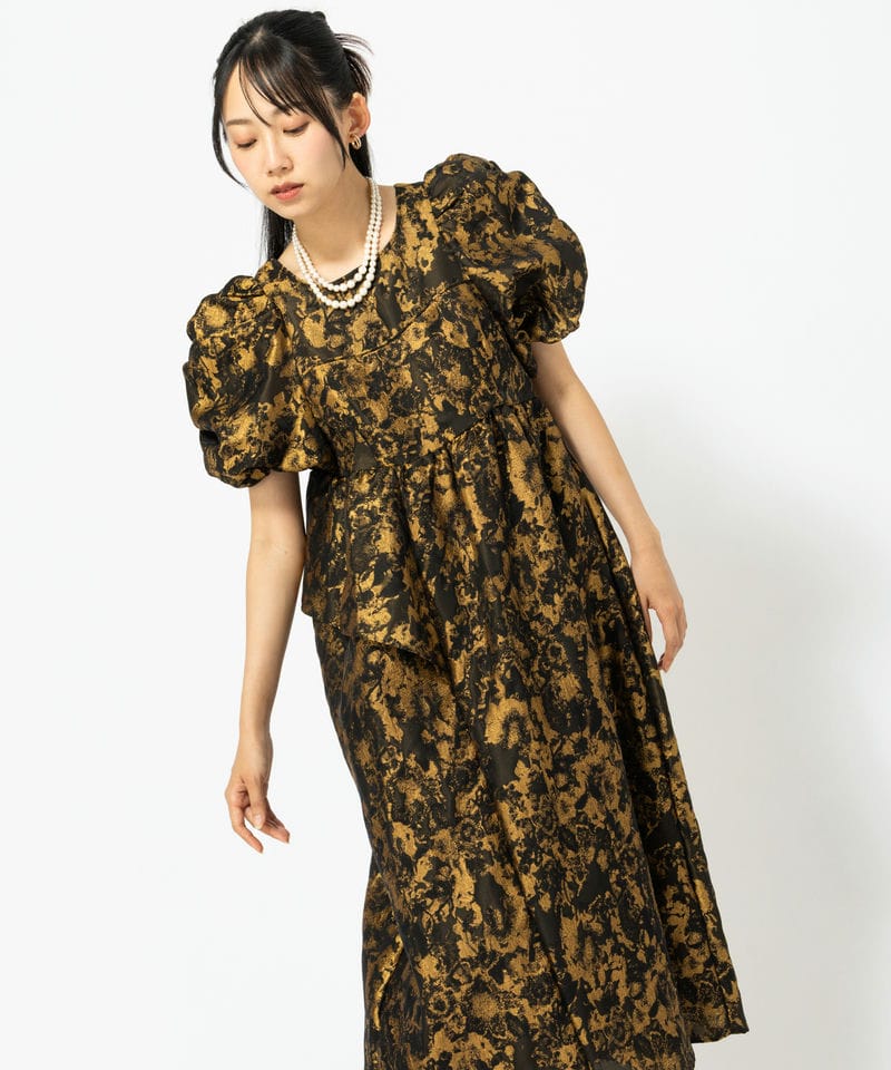 ANDRESD アンドレスド バブルスリーブジャガードドレス その他 x