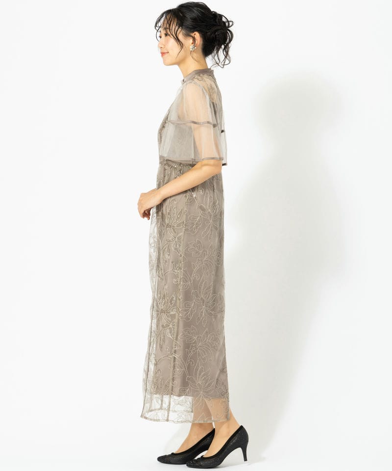 Leja レジャ スパンコールフラワーIラインドレス グレー系 | 結婚式