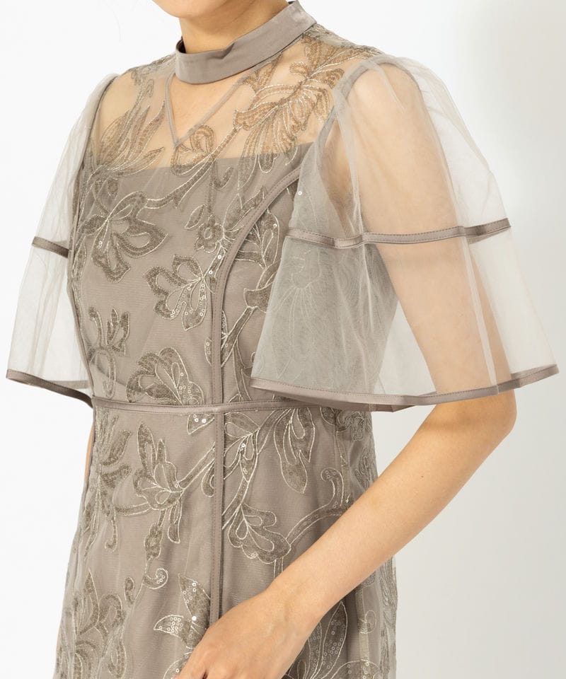 Leja レジャ スパンコールフラワーIラインドレス グレー系 | 結婚式