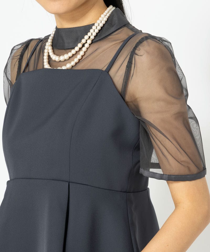 etoll. エトル 刺繍ペプラムビスチェ&Iラインドレス ネイビー系 | 結婚