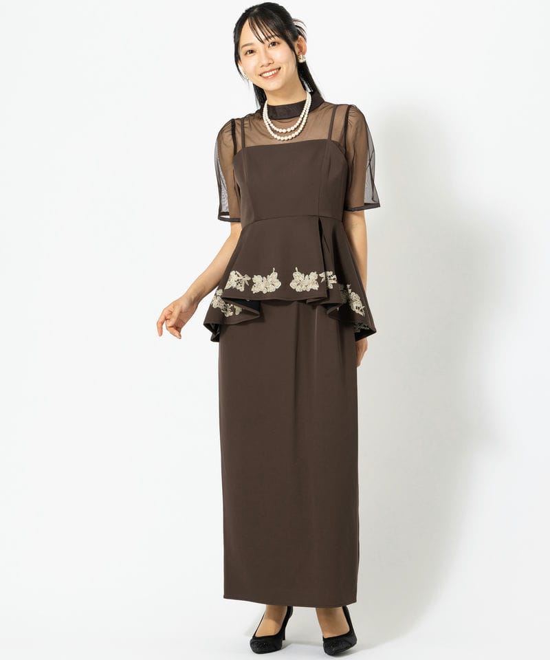 etoll. エトル 刺繍ペプラムビスチェ&Iラインドレス ネイビー系 | 結婚