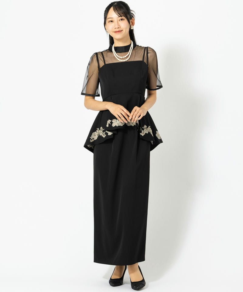 etoll. エトル 刺繍ペプラムビスチェ&Iラインドレス ブラック系 | 結婚