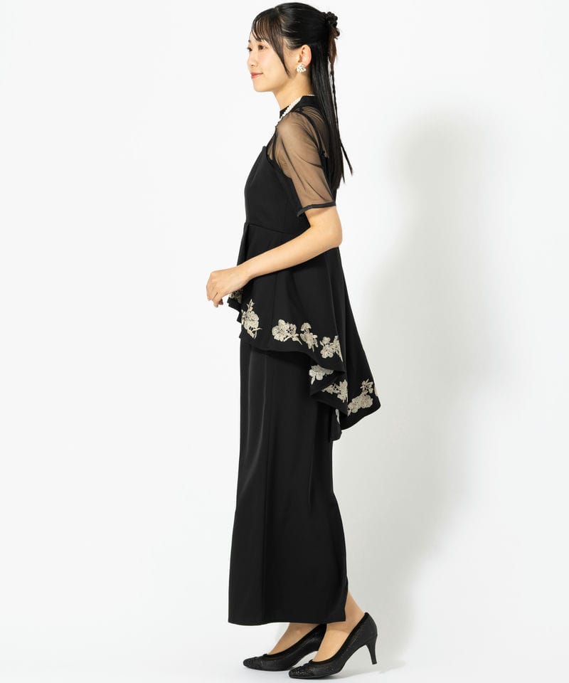 etoll. エトル 刺繍ペプラムビスチェ&Iラインドレス ブラック系 | 結婚