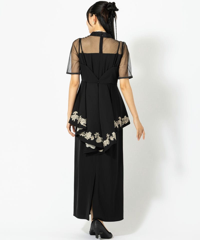 etoll. エトル 刺繍ペプラムビスチェ&Iラインドレス ブラック系 | 結婚