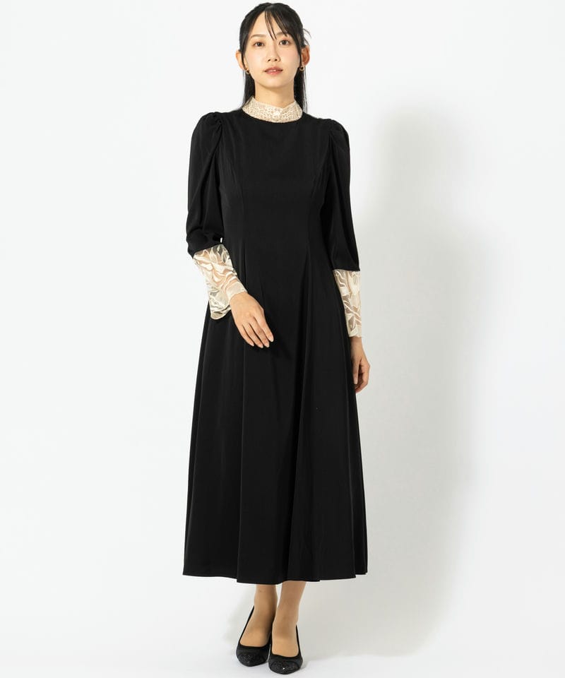 etoll. エトル バック刺繍フレアドレス ブラック系 | 結婚式パーティー