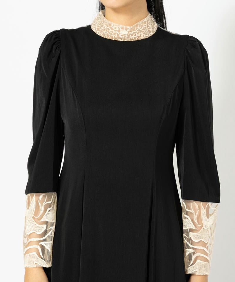 etoll. エトル バック刺繍フレアドレス ブラック系 | 結婚式パーティー