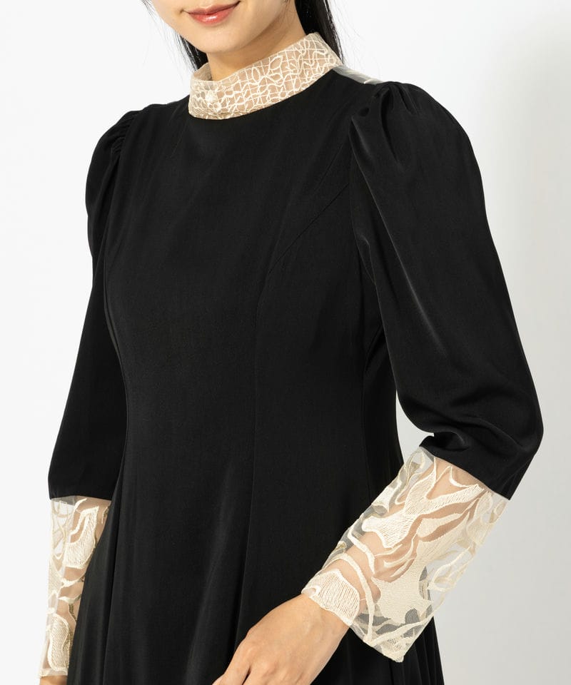 etoll. エトル バック刺繍フレアドレス ブラック系 | 結婚式パーティー