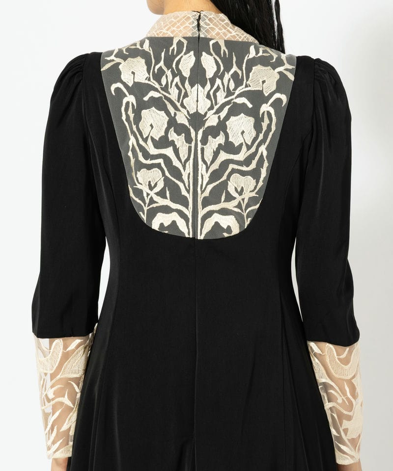 etoll. エトル バック刺繍フレアドレス ブラック系 | 結婚式パーティー