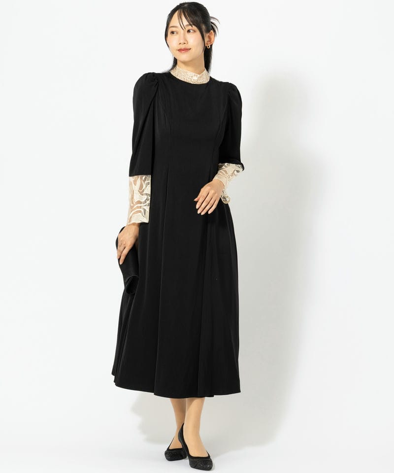 etoll. エトル バック刺繍フレアドレス ブラック系 | 結婚式パーティー