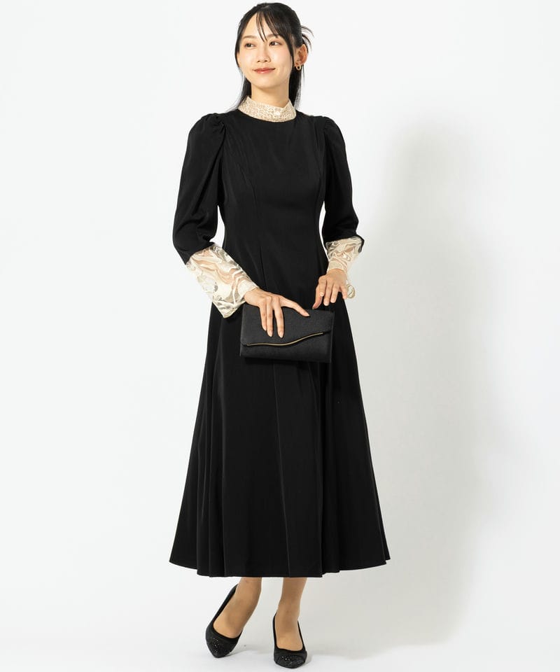 etoll. エトル バック刺繍フレアドレス ブラック系 | 結婚式パーティー