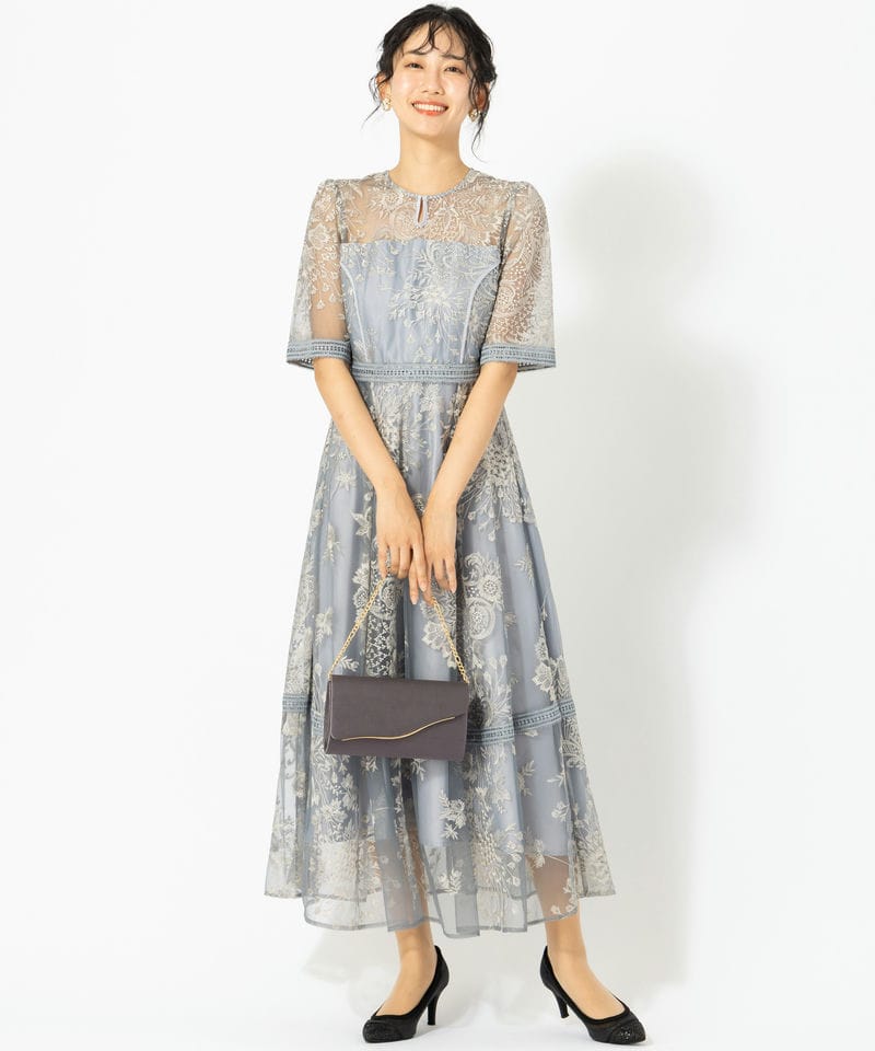 Dorry Doll ドリードール ラダーレースエンブロイダリードレス ブルー