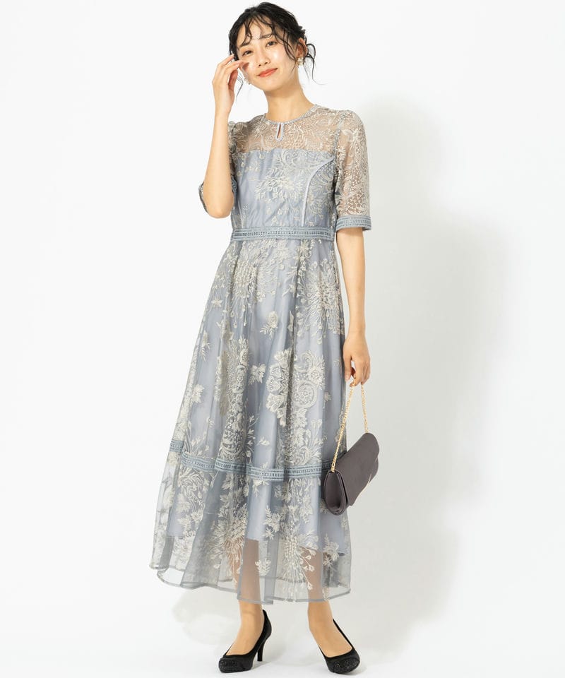 Dorry Doll ドリードール ラダーレースエンブロイダリードレス ブルー