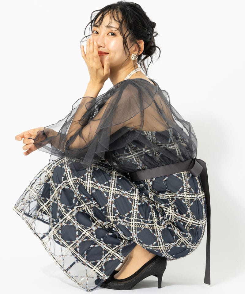 Dorry Doll ドリードール フリルスリーブチェックレースドレス