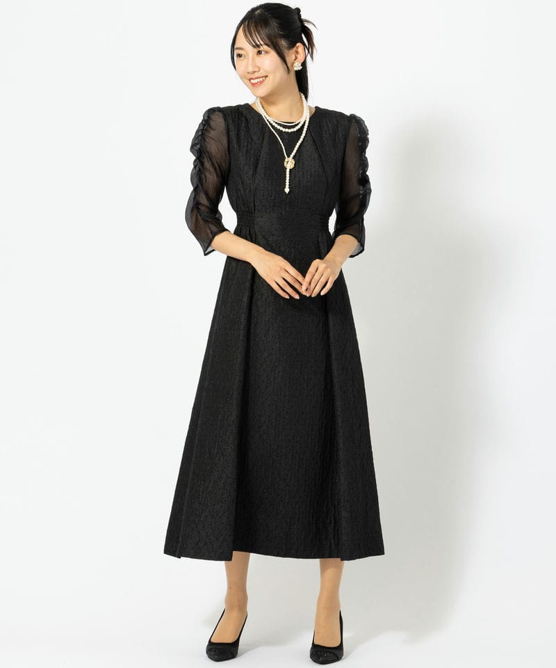 Select Shop ドットジャガードドレス ブラック系 | 結婚式パーティーの