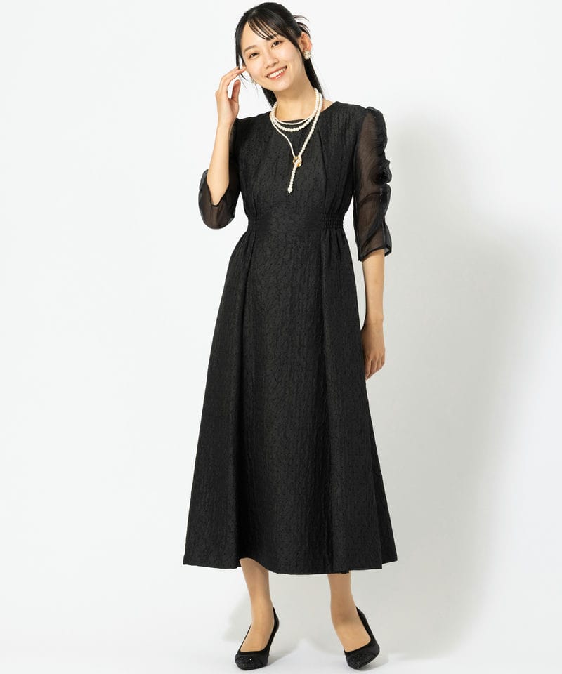 Select Shop ドットジャガードドレス ブラック系 | 結婚式パーティーの