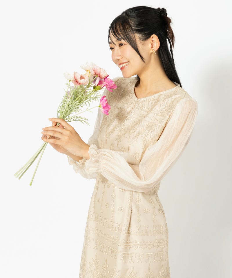 LE'RURE リルアー スリーブレススカラップドレス グリーン系 | 結婚式