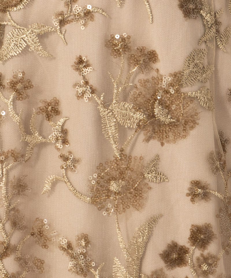 Leja レジャ フラワーディテールパフスリーブIラインワンピースドレス