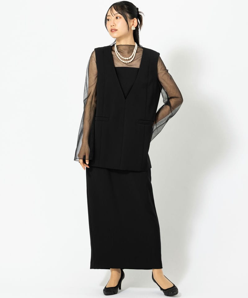 Select Shop チュールレイヤードトップス&タイトスカート ブラック系