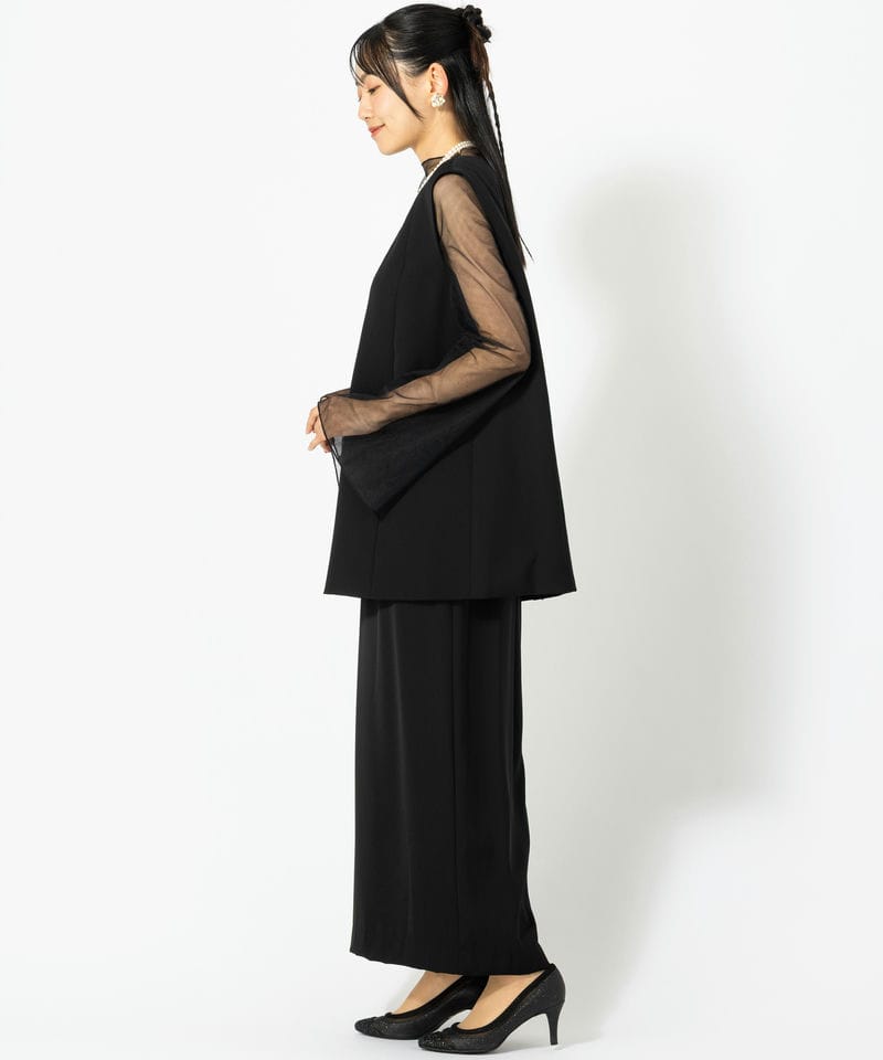 Select Shop チュールレイヤードトップス&タイトスカート ブラック系