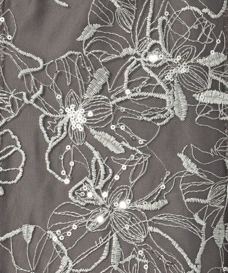 ANDRESD アンドレスド チュールドレープスパンコールドレス グレー系