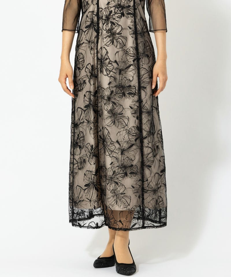 ANDRESD アンドレスド チュールドレープスパンコールドレス ブラック系