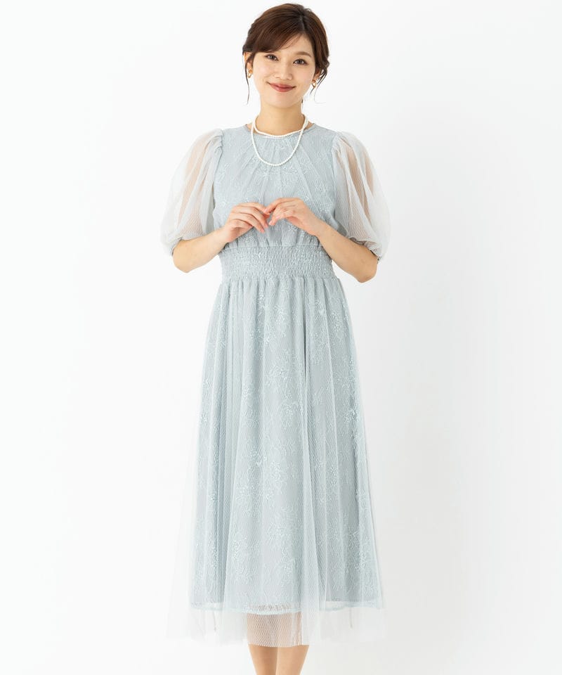 JILL STUART ジルスチュアート チュールレースレイヤードドレス ブルー