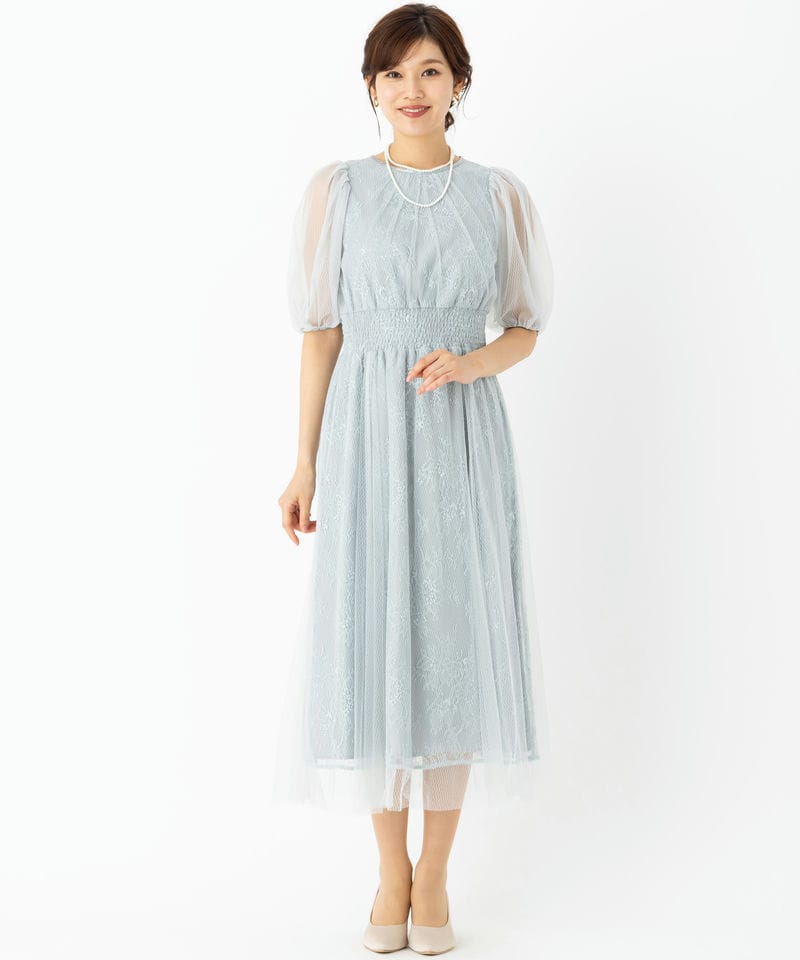 JILL STUART ジルスチュアート チュールレースレイヤードドレス ブルー