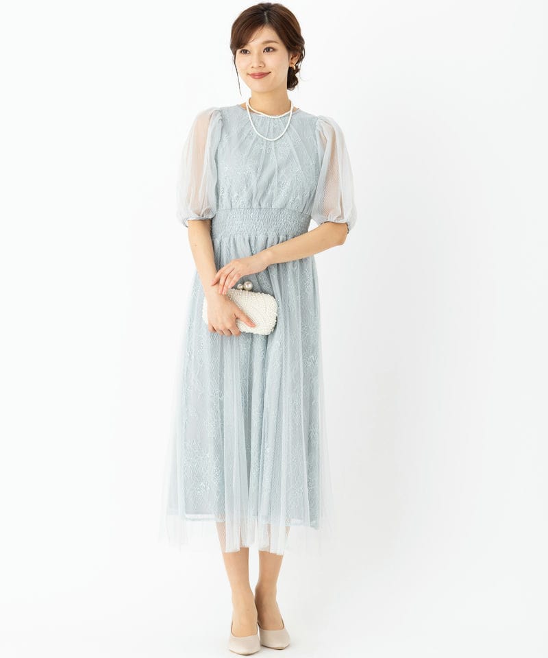 JILL STUART ジルスチュアート チュールレースレイヤードドレス ブルー