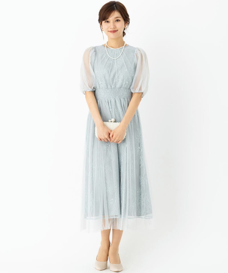 JILL STUART ジルスチュアート チュールレースレイヤードドレス ブルー