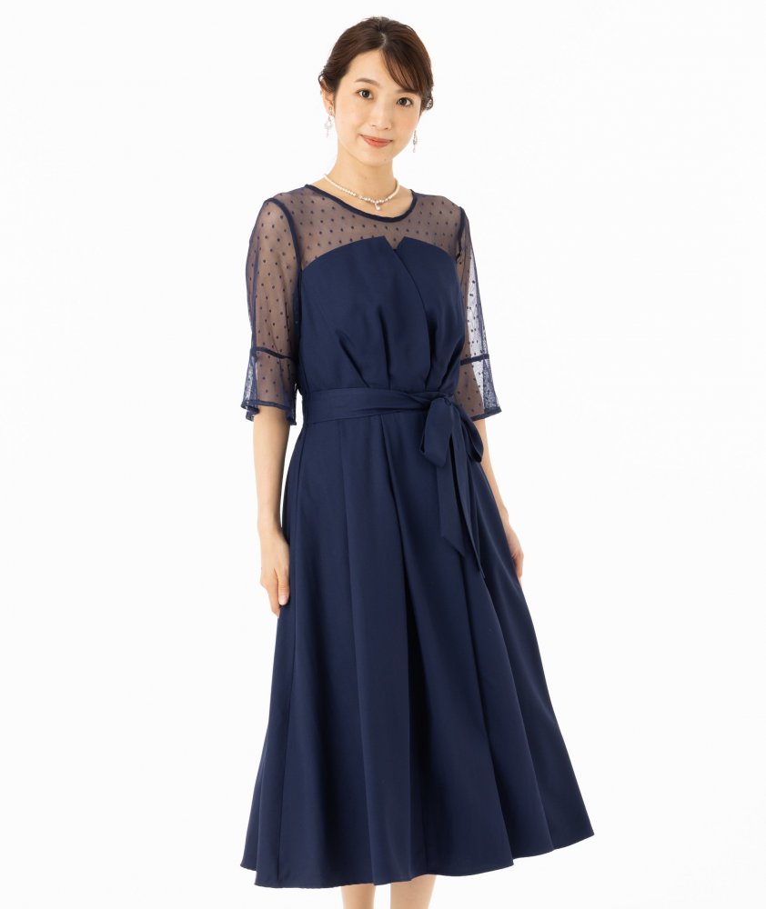 Select Shop ドットチュールビスチェドレス ネイビー系 | 結婚式