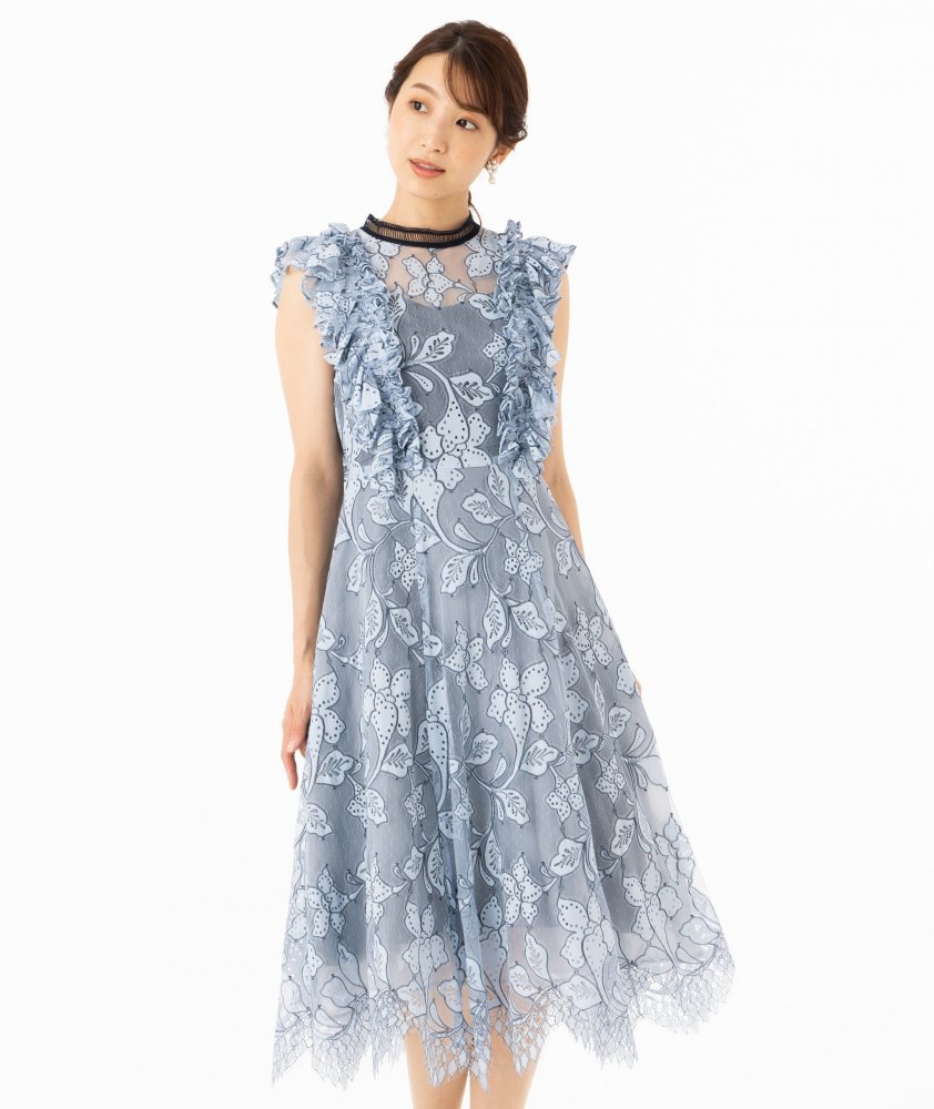 SNIDEL スナイデル ボリュームフレアレースドッキングドレス その他 x