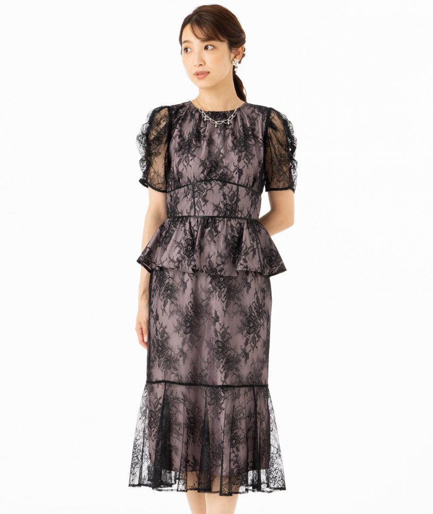 JILL STUART ジルスチュアート バイカラーラッフルレースドレス