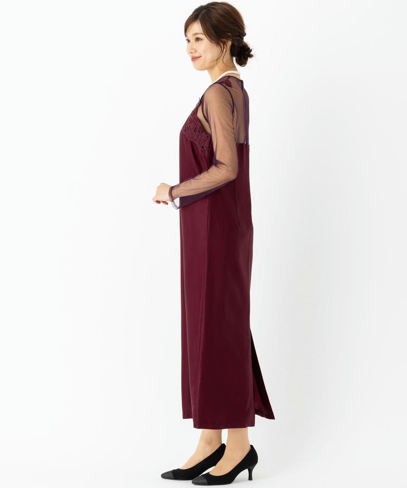 ameri vintage アメリビンテージ　レニーカットワークドレス　ボルドー Ameri VINTAGE アメリヴィンテージ ウントレニーカットワークドレス