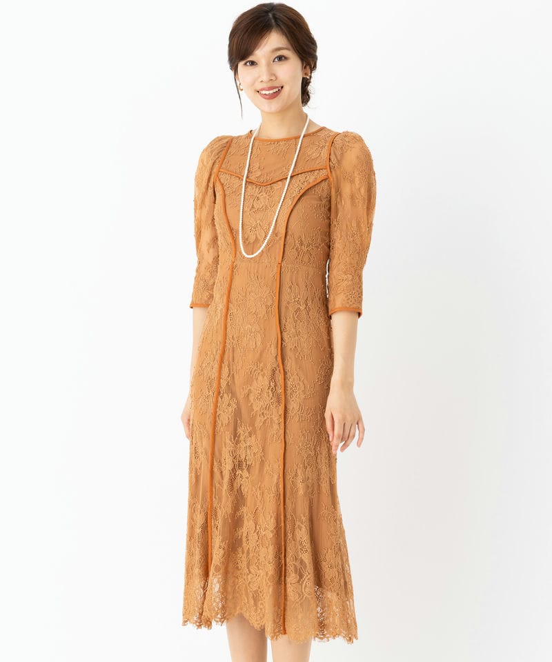 SNIDEL スナイデル パワショルオケレースドレス その他 x オレンジ系