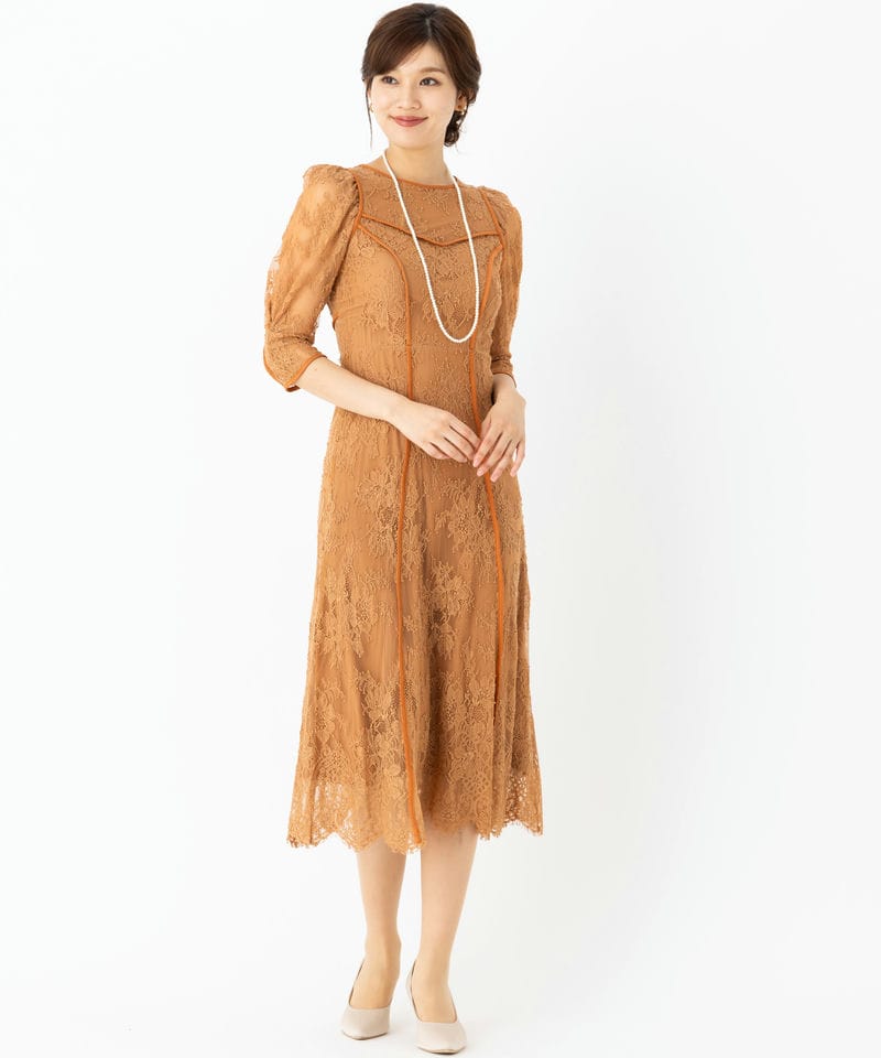 SNIDEL スナイデル パワショルオケレースドレス その他 x オレンジ系