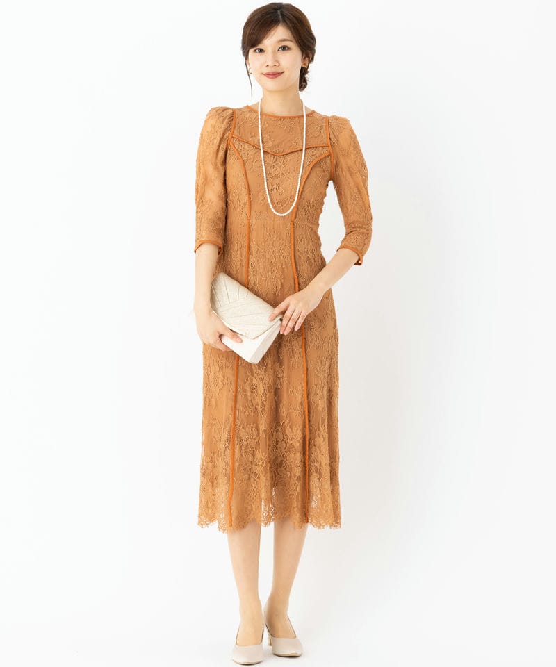 SNIDEL スナイデル パワショルオケレースドレス その他 x オレンジ系