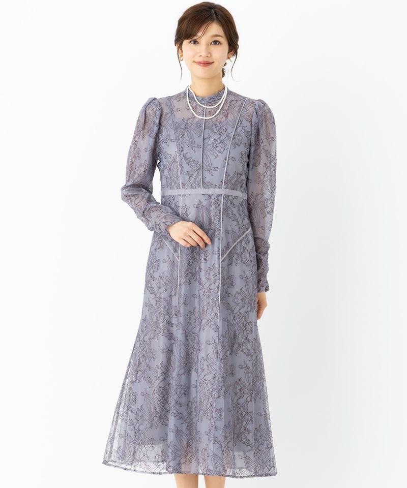 JILL STUART ジルスチュアート パワショルレースワンピース ブルー系