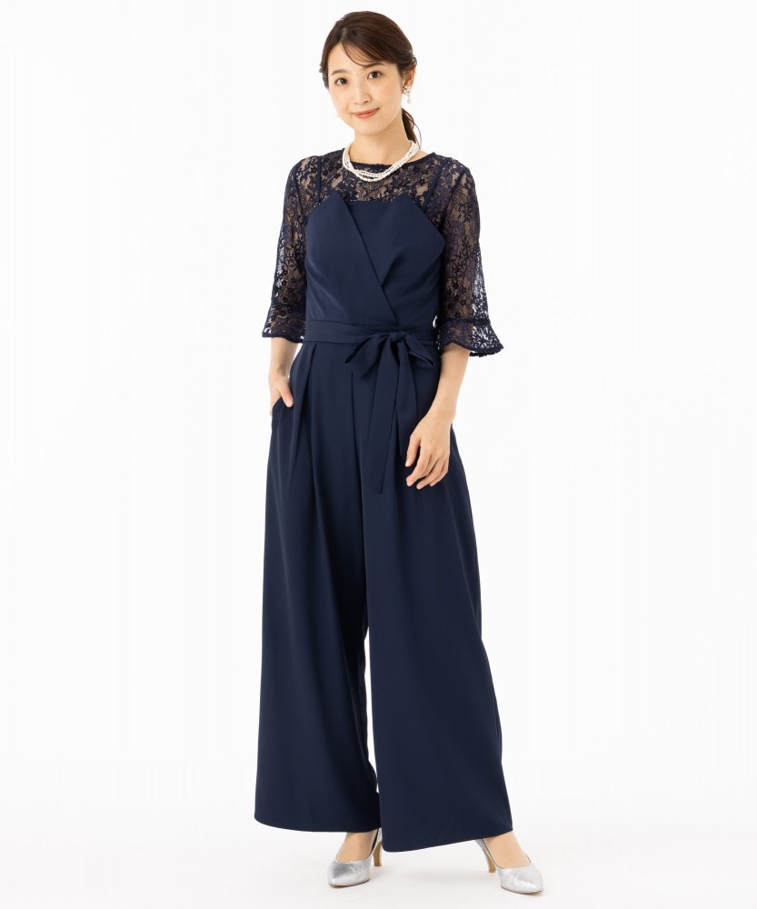 Select Shop ビスチェ風タックパンツドレス ネイビー系 | 結婚式