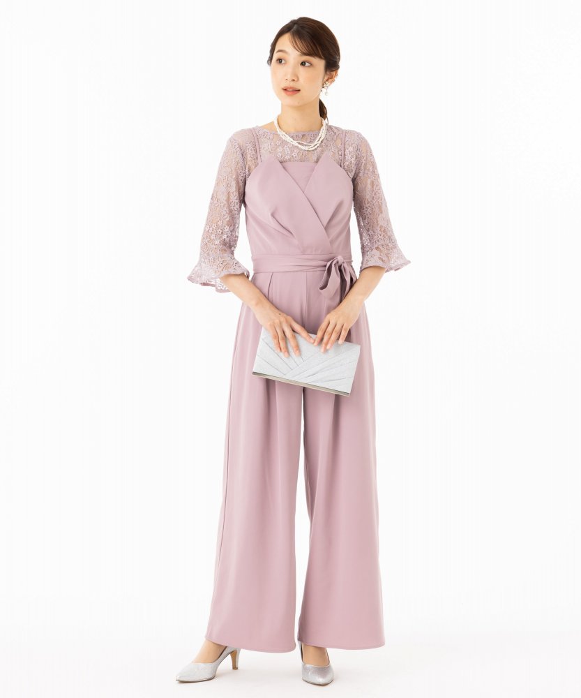 Select Shop ビスチェ風タックパンツドレス ピンク系 | 結婚式
