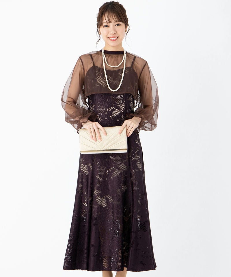 etoll. 【ドレス2点SET】エトル 3wayシフォンボレロ&レースキャミ
