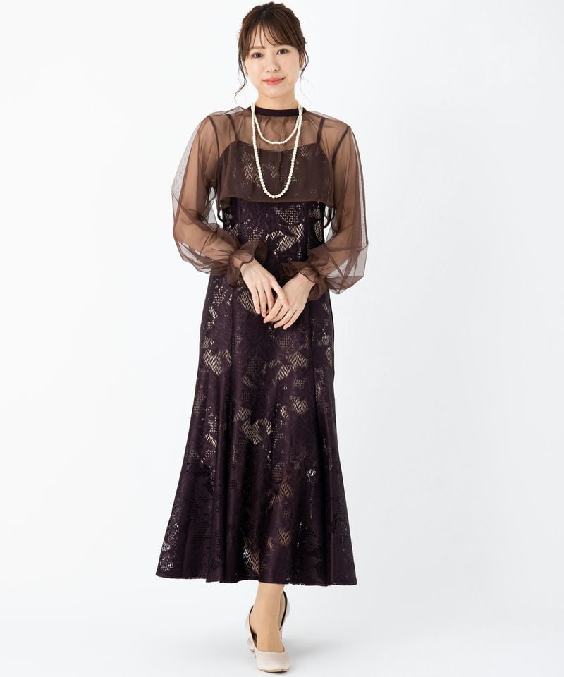 etoll. 【ドレス2点SET】エトル 3wayシフォンボレロ&レースキャミ