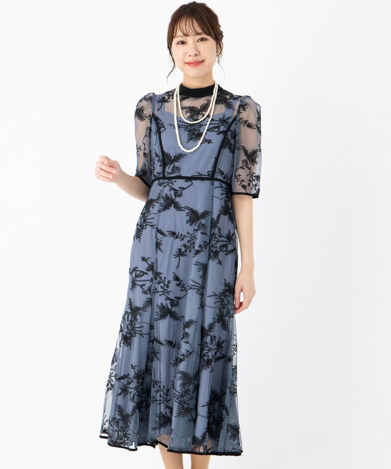 Dorry Doll ドリードール バイカラーエンブロイダリードレス ブルー系