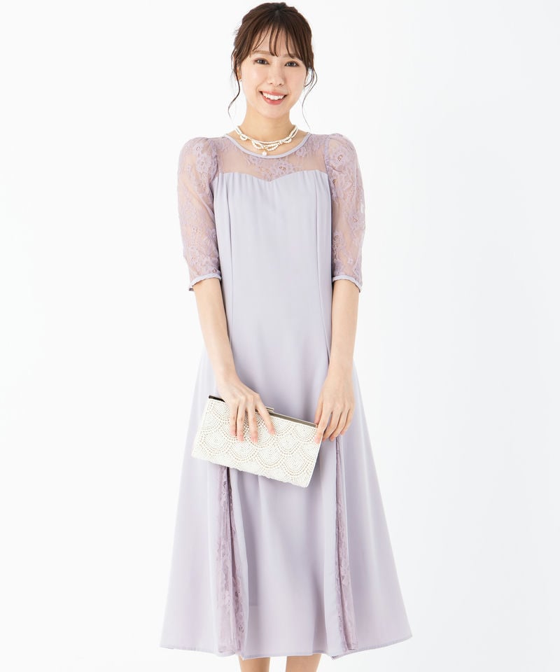 SNIDEL スナイデル デザインスリーブレースドレス ベージュ系 | 結婚式