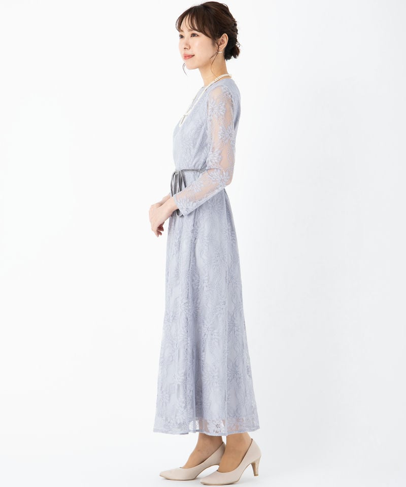 Aimer 【ドレス3点セット】エメ ベロアリボン付きラメレースドレス