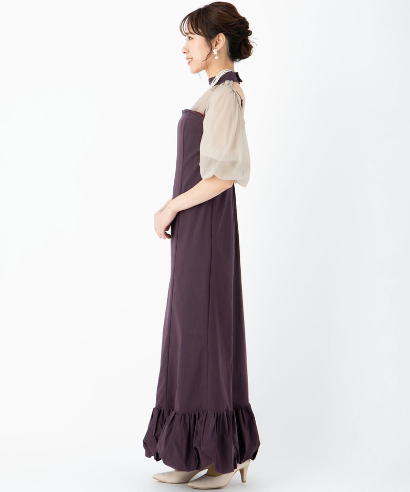 Ameri バルーンベールドレス パープル Ameri VINTAGE アメリヴィンテージ レイヤードバルーンヘムドレス