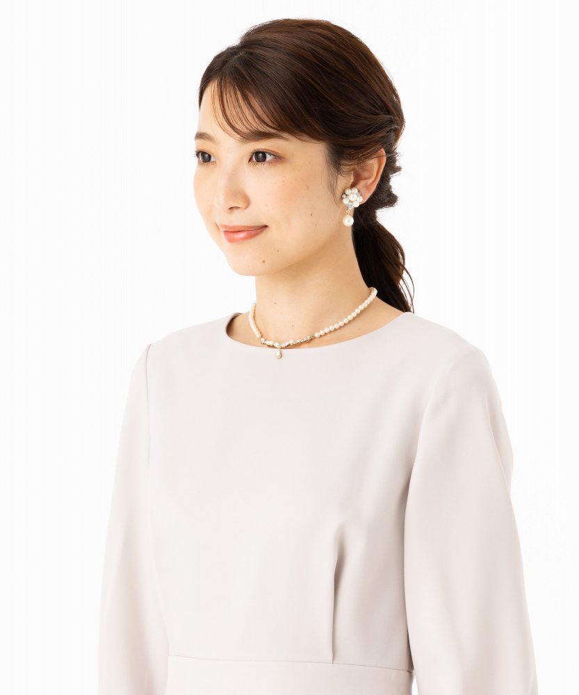 Aimer エメ ウエストタックフレアワンピース ベージュ系 | 結婚式