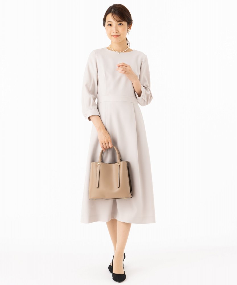 Aimer エメ ウエストタックフレアワンピース ベージュ系 | 結婚式