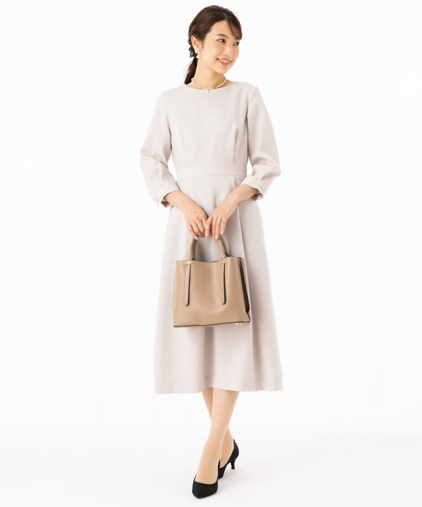 Aimer エメ ウエストタックフレアワンピース ベージュ系 | 結婚式
