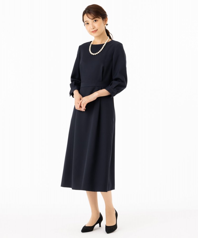 Aimer エメ ウエストタックフレアワンピース ネイビー系 | 結婚式